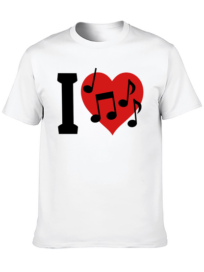 I Love Music T-Shirt - Crew Neck - Black