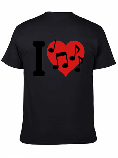I Love Music T-Shirt - Crew Neck - Black