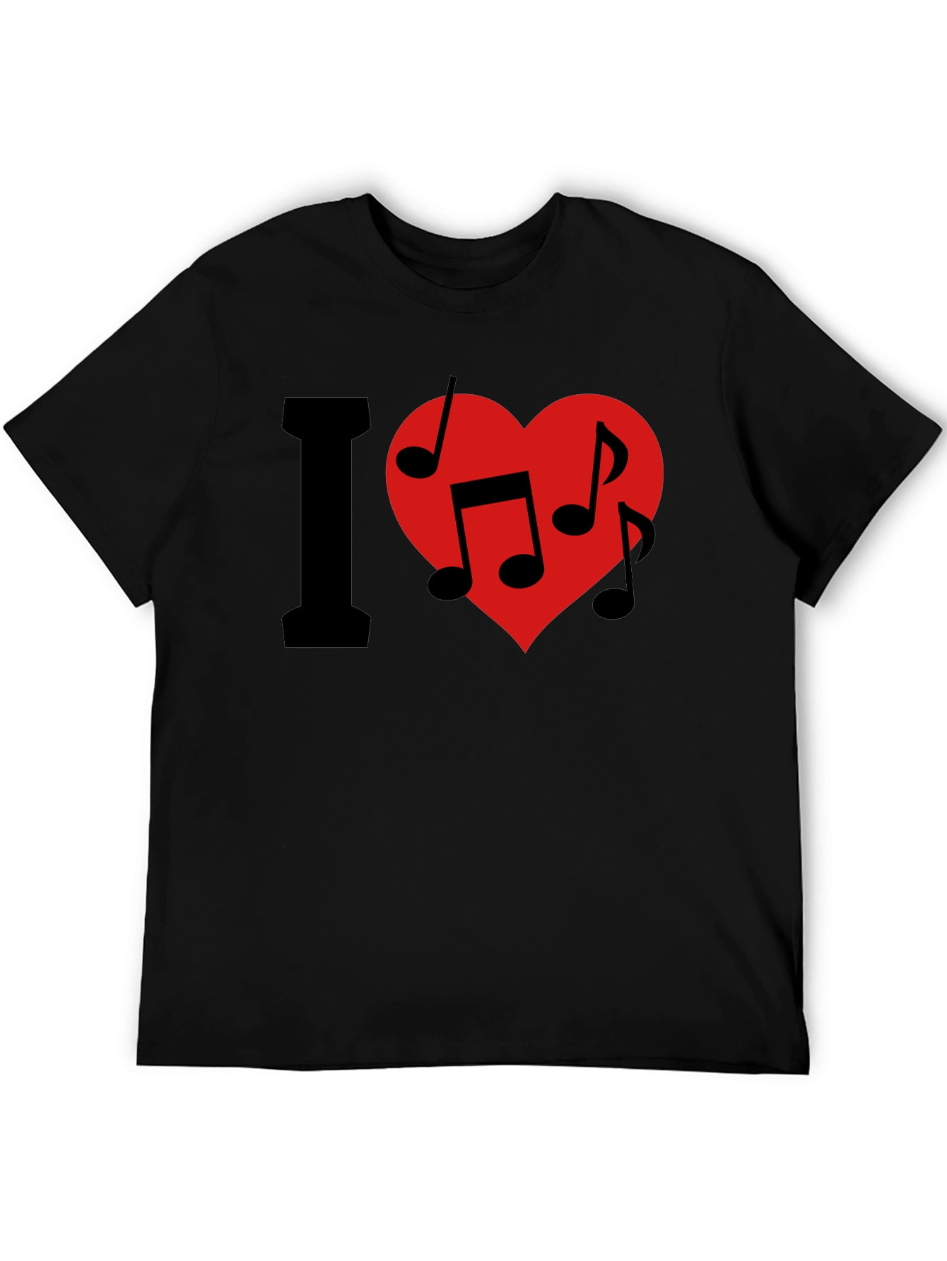I Love Music T-Shirt - Crew Neck - Black