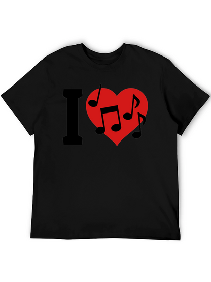 I Love Music T-Shirt - Crew Neck - Black