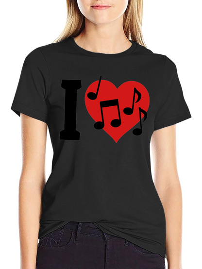 I Love Music T-Shirt - Crew Neck - Black