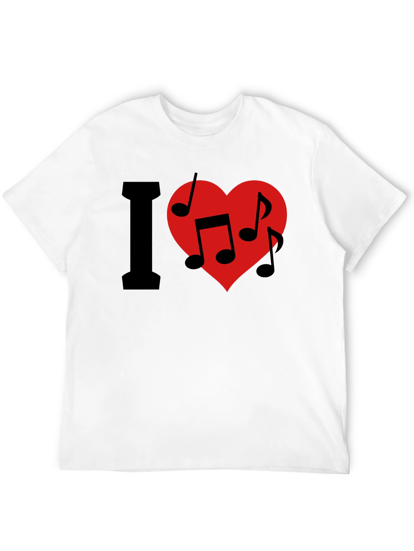 I Love Music T-Shirt - Crew Neck - Black