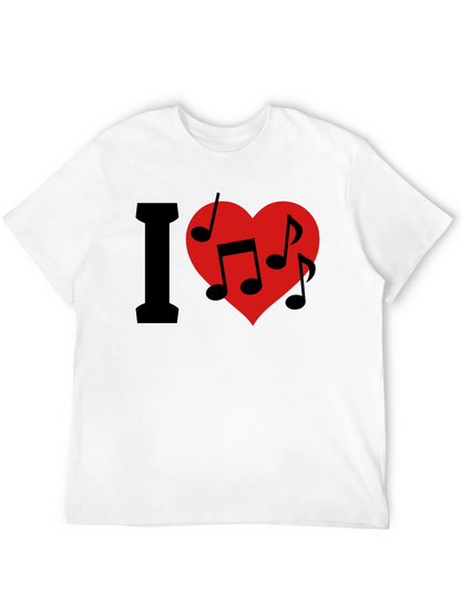 I Love Music T-Shirt - Crew Neck - Black