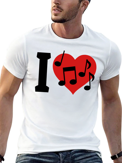 I Love Music T-Shirt - Crew Neck - Black