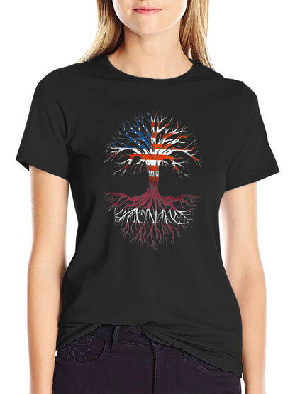 USA Roots Tree Graphic T-Shirt
