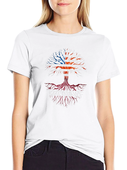 USA Roots Tree Graphic T-Shirt