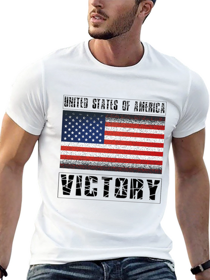 USA Flag Victory T-Shirt - Patriotic Graphic Tee