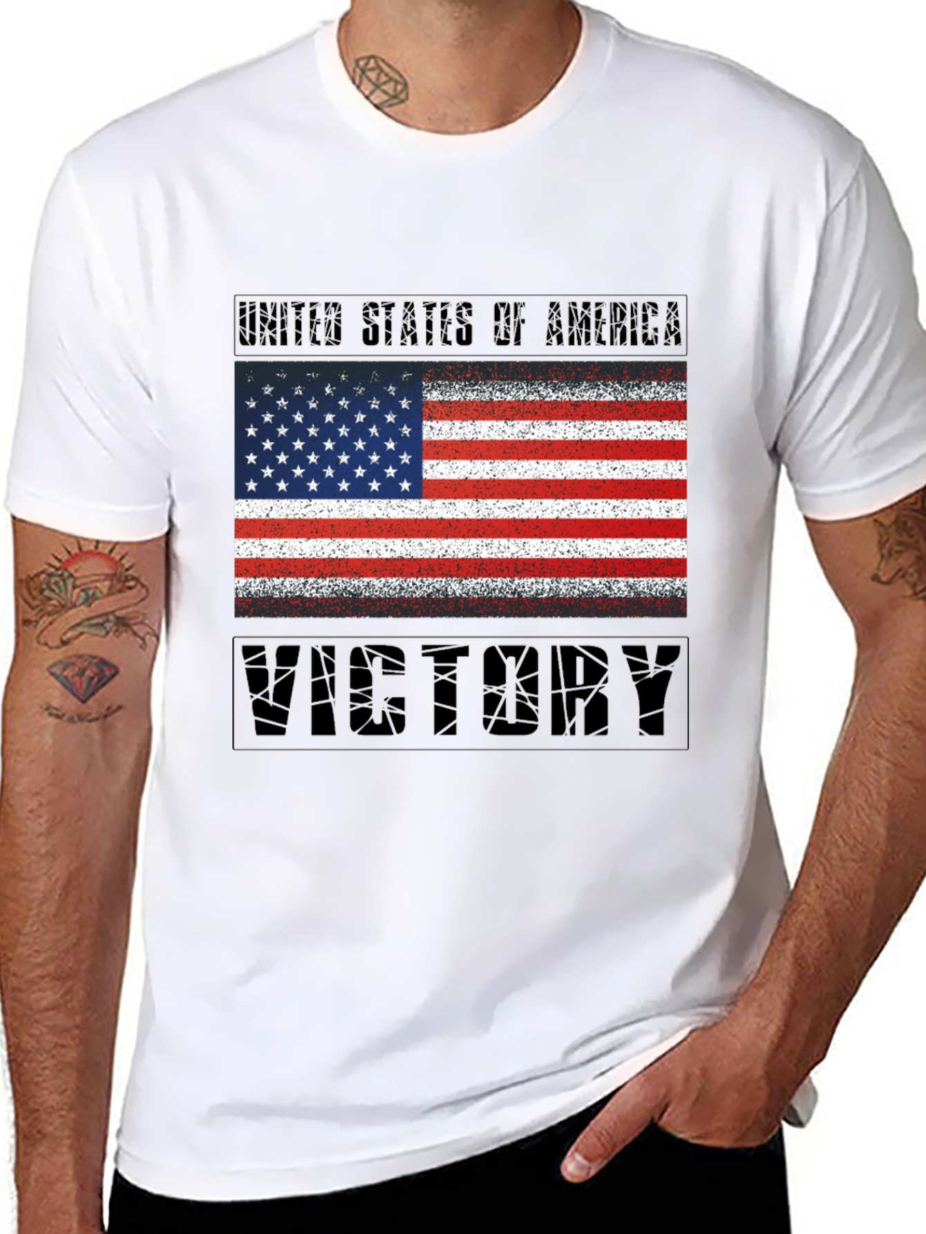 USA Flag Victory T-Shirt - Patriotic Graphic Tee