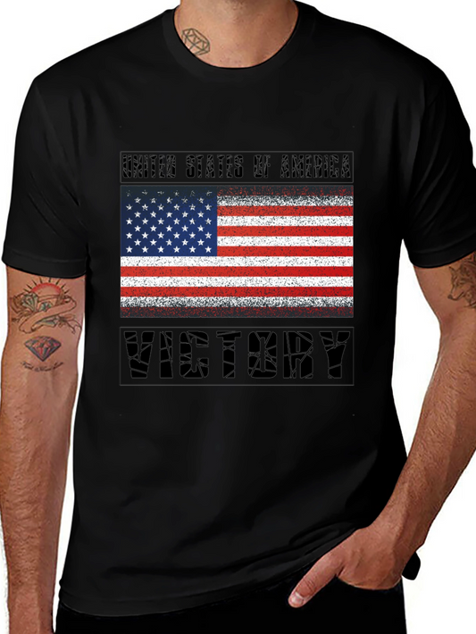 USA Flag Victory T-Shirt - Patriotic Graphic Tee