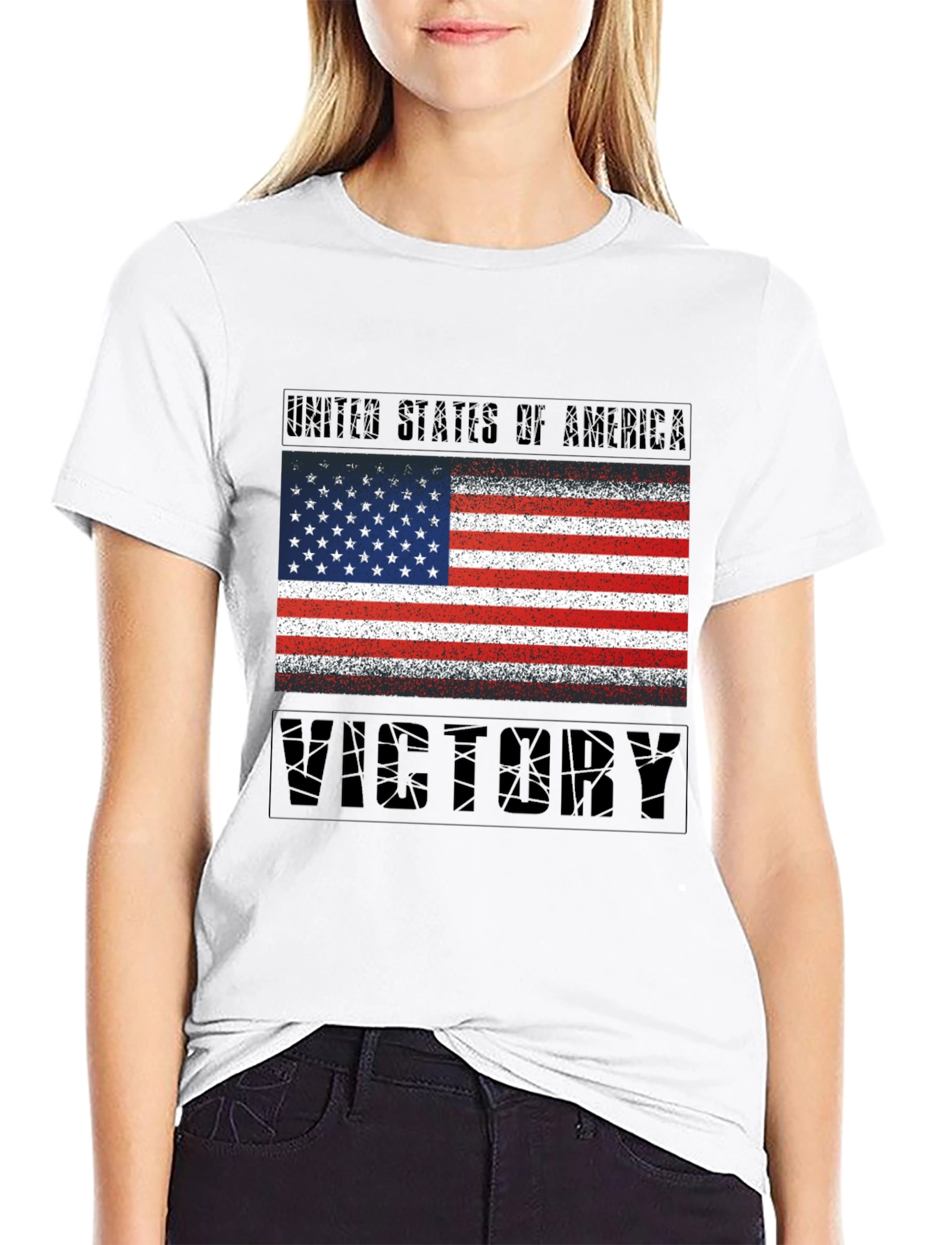 USA Flag Victory T-Shirt - Patriotic Graphic Tee