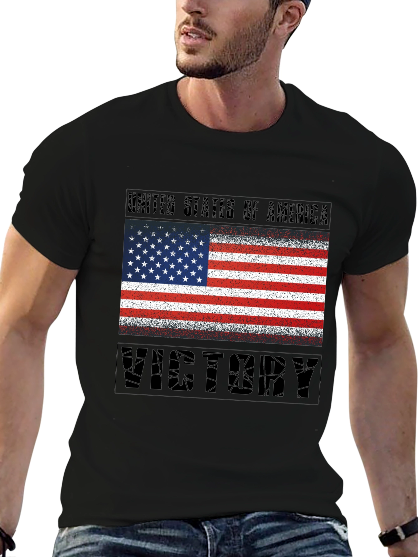 USA Flag Victory T-Shirt - Patriotic Graphic Tee