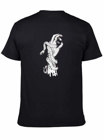 Snake Wrapped Around Hand Graphic Tee - Black