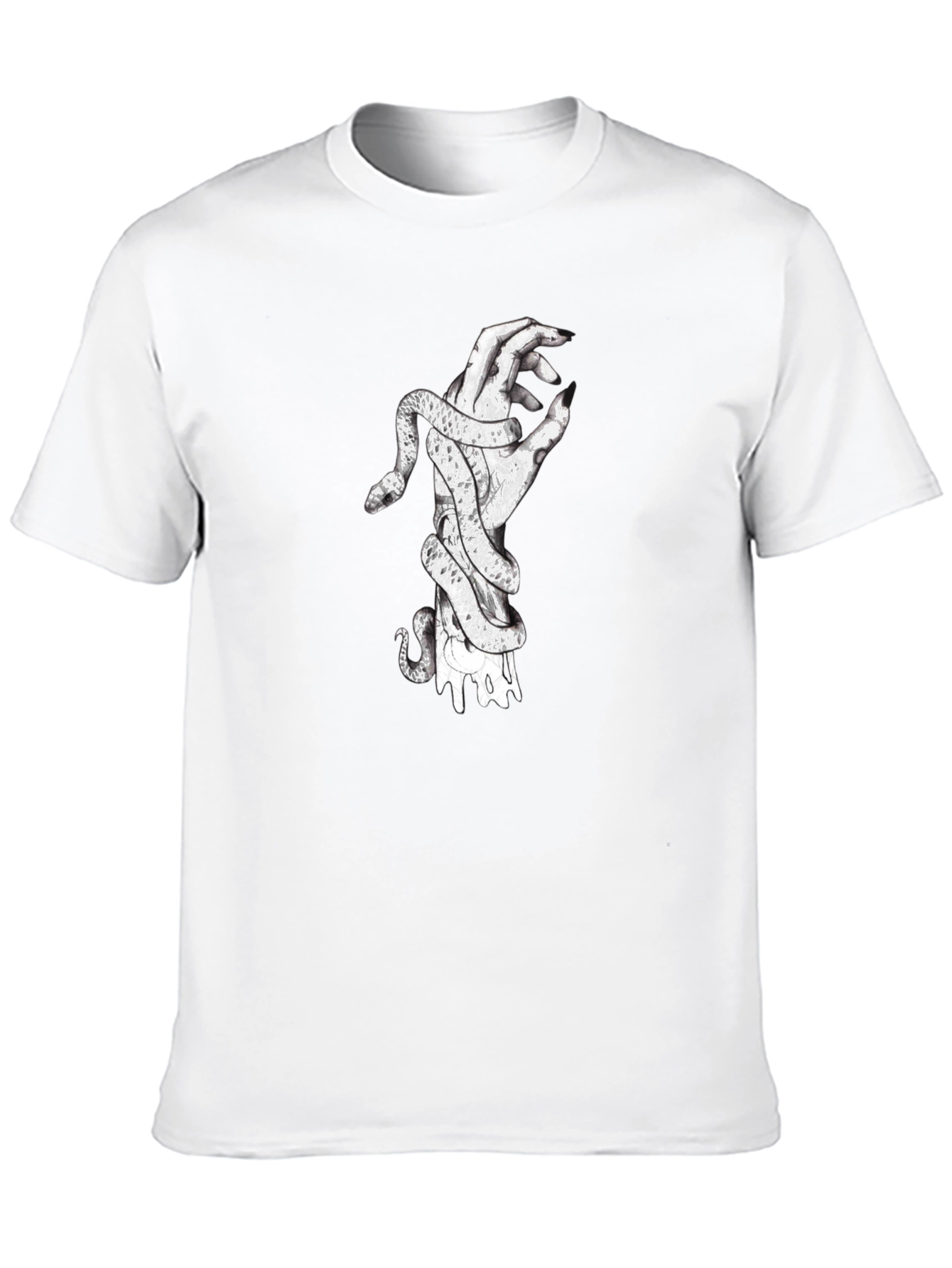 Snake Wrapped Around Hand Graphic Tee - Black