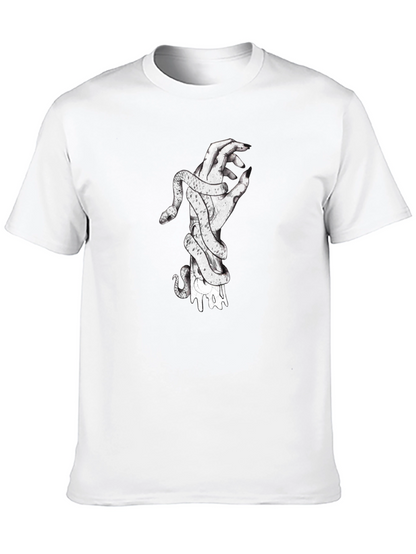 Snake Wrapped Around Hand Graphic Tee - Black