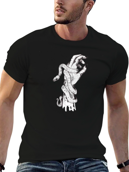Snake Wrapped Around Hand Graphic Tee - Black