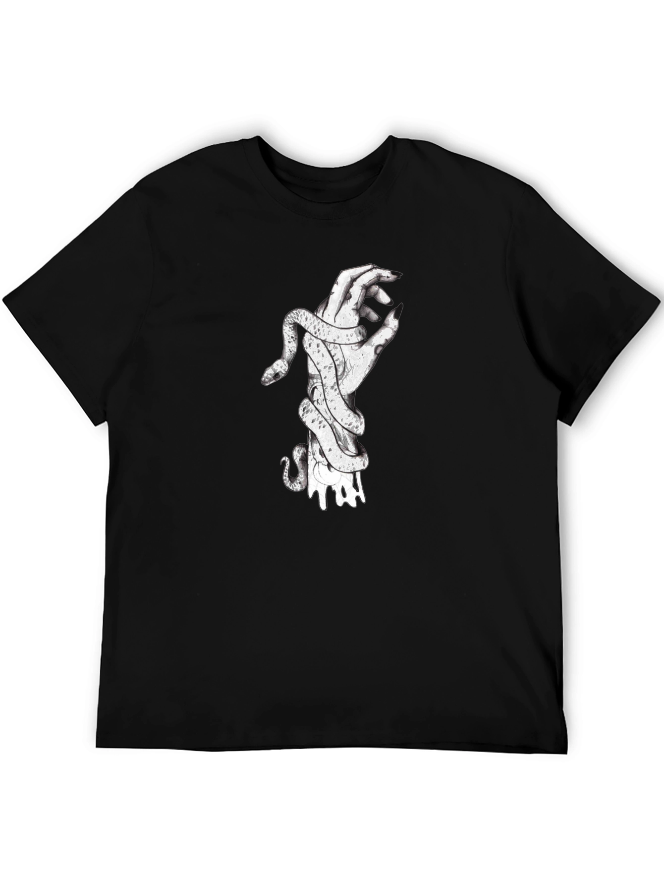 Snake Wrapped Around Hand Graphic Tee - Black