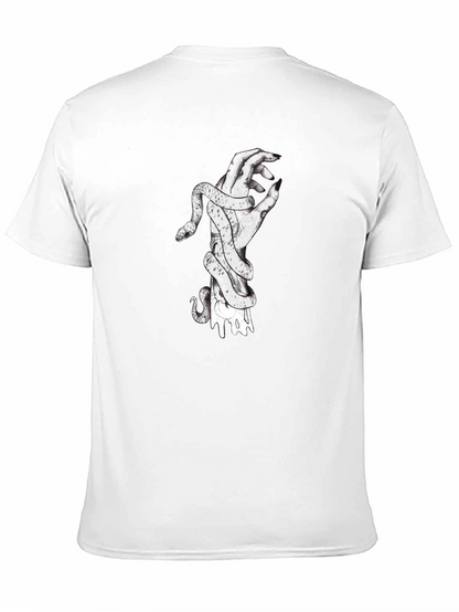 Snake Wrapped Around Hand Graphic Tee - Black