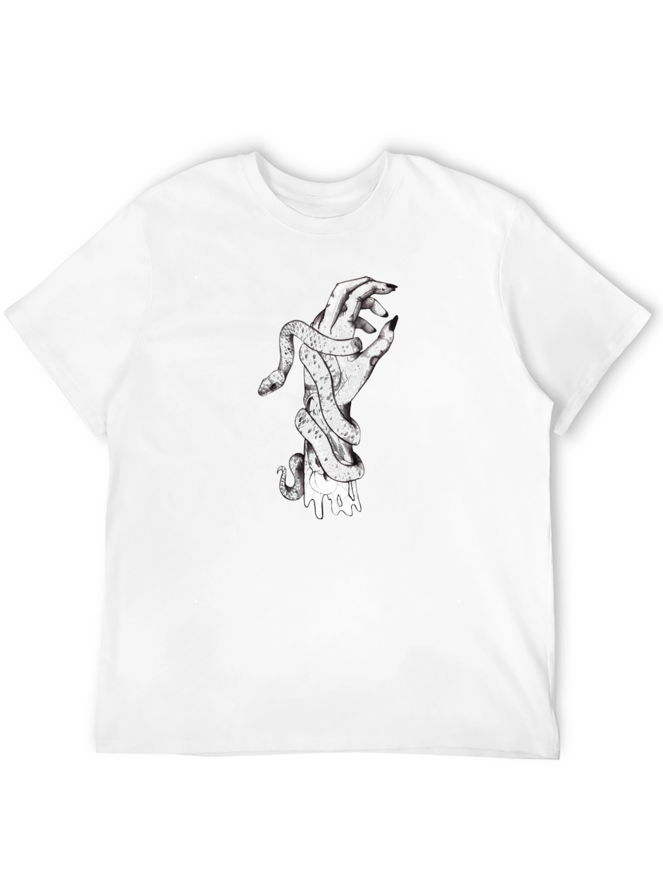 Snake Wrapped Around Hand Graphic Tee - Black