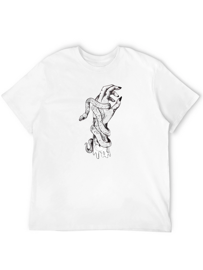 Snake Wrapped Around Hand Graphic Tee - Black