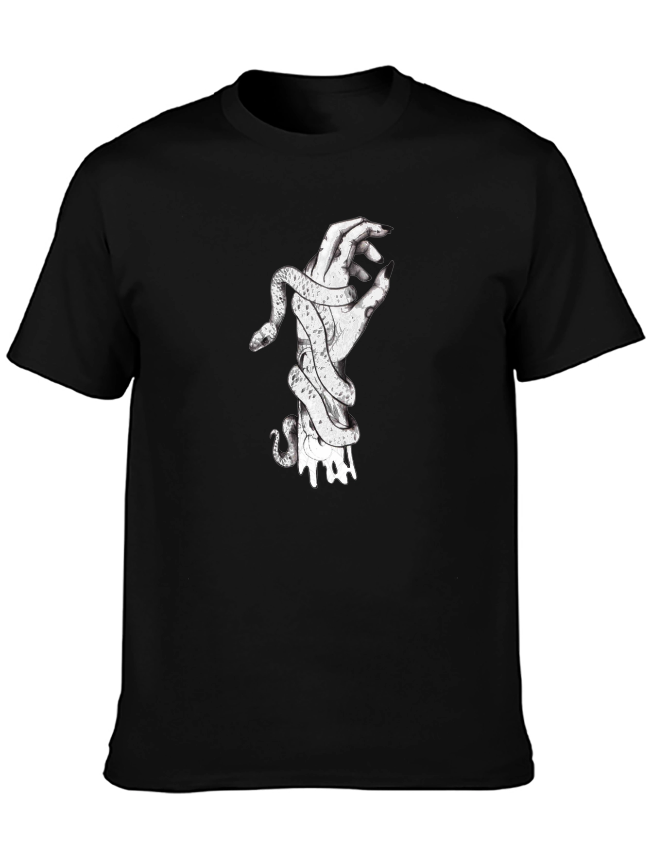 Snake Wrapped Around Hand Graphic Tee - Black