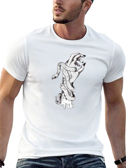 Snake Wrapped Around Hand Graphic Tee - Black