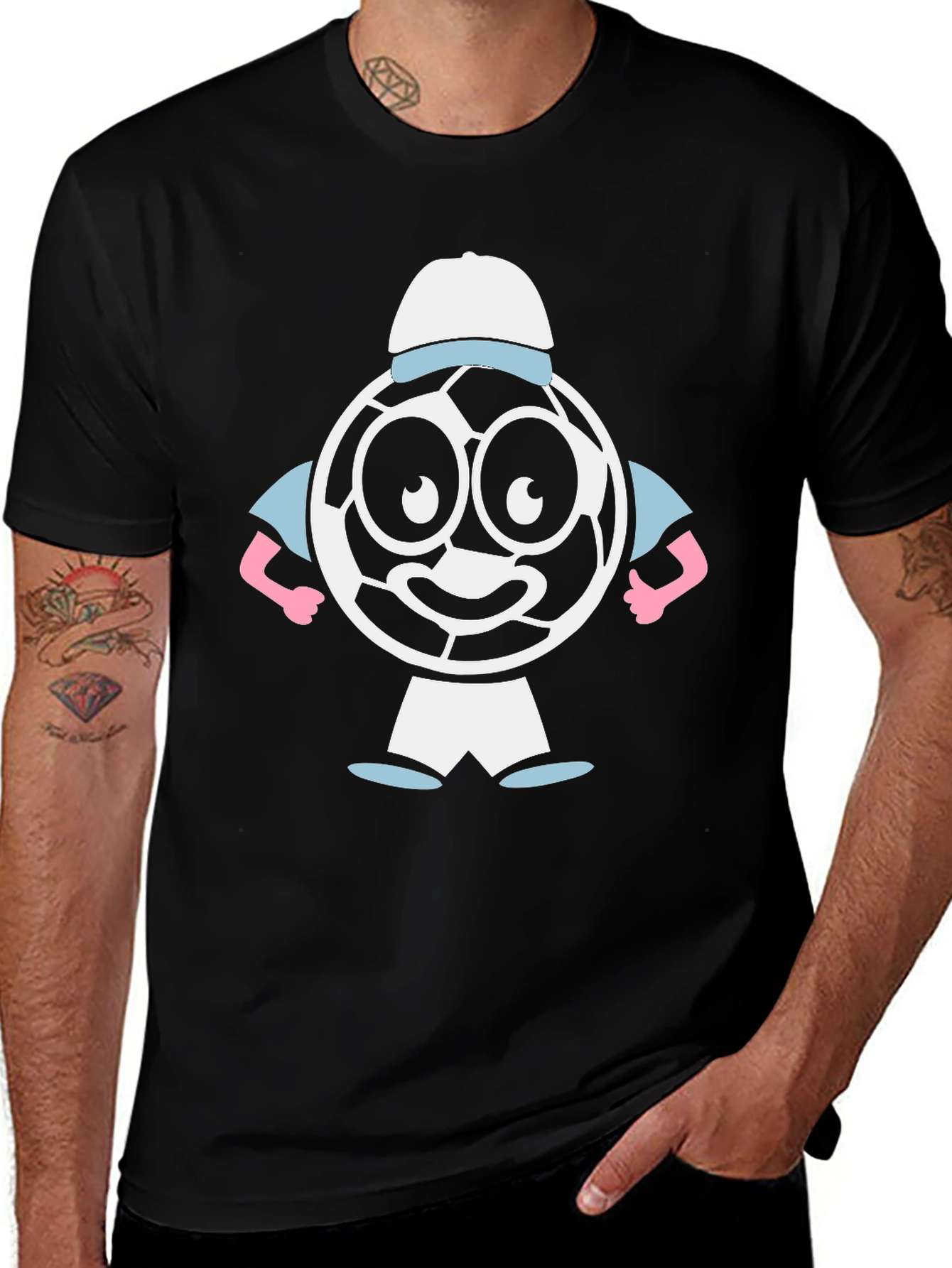 Cartoon Soccer Ball Graphic Tee