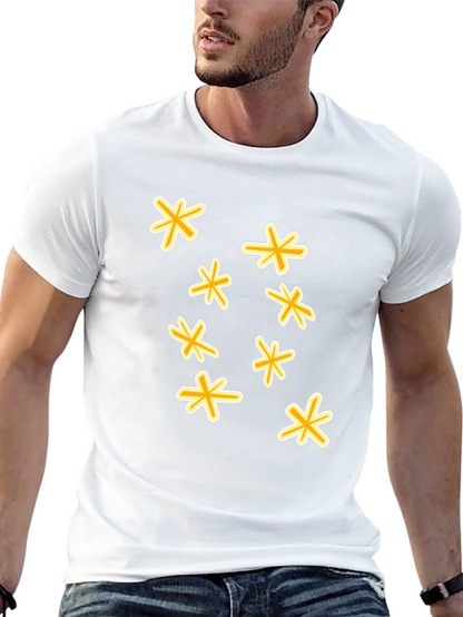 Black T-Shirt with Floral Star Design