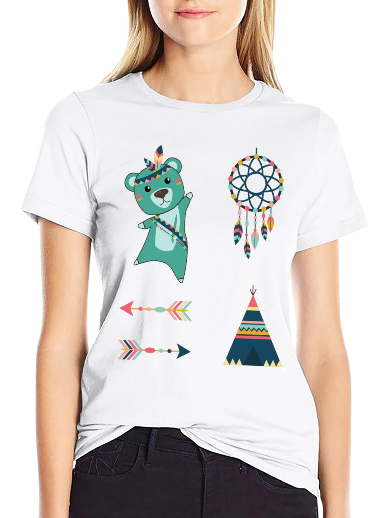 Native American T-Shirt: Bear Dreamcatcher Arrows Tee