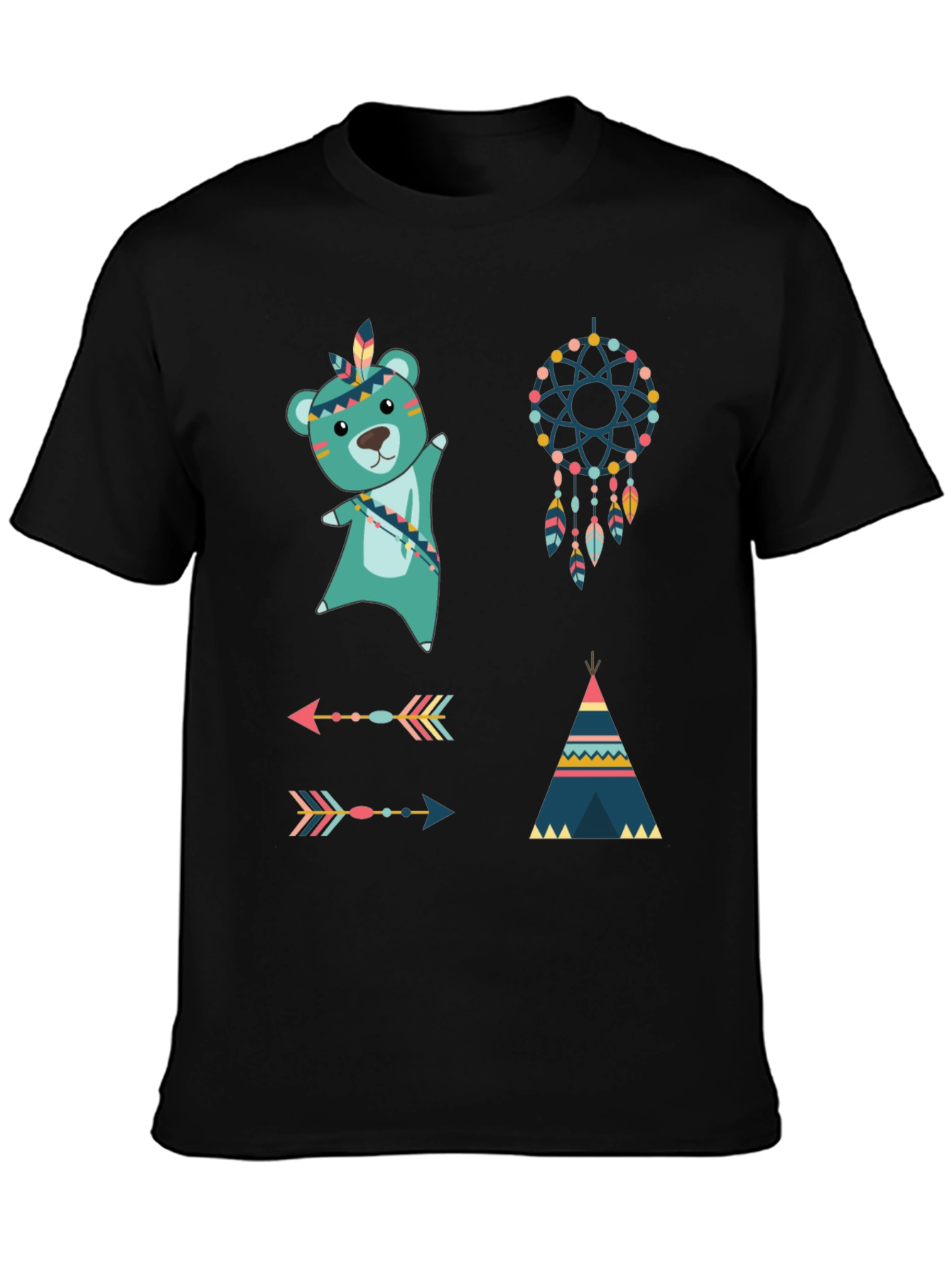 Native American T-Shirt: Bear Dreamcatcher Arrows Tee