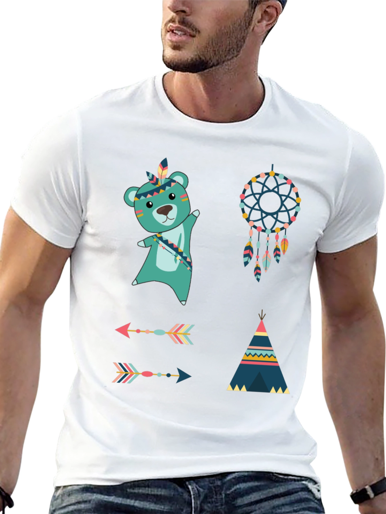 Native American T-Shirt: Bear Dreamcatcher Arrows Tee