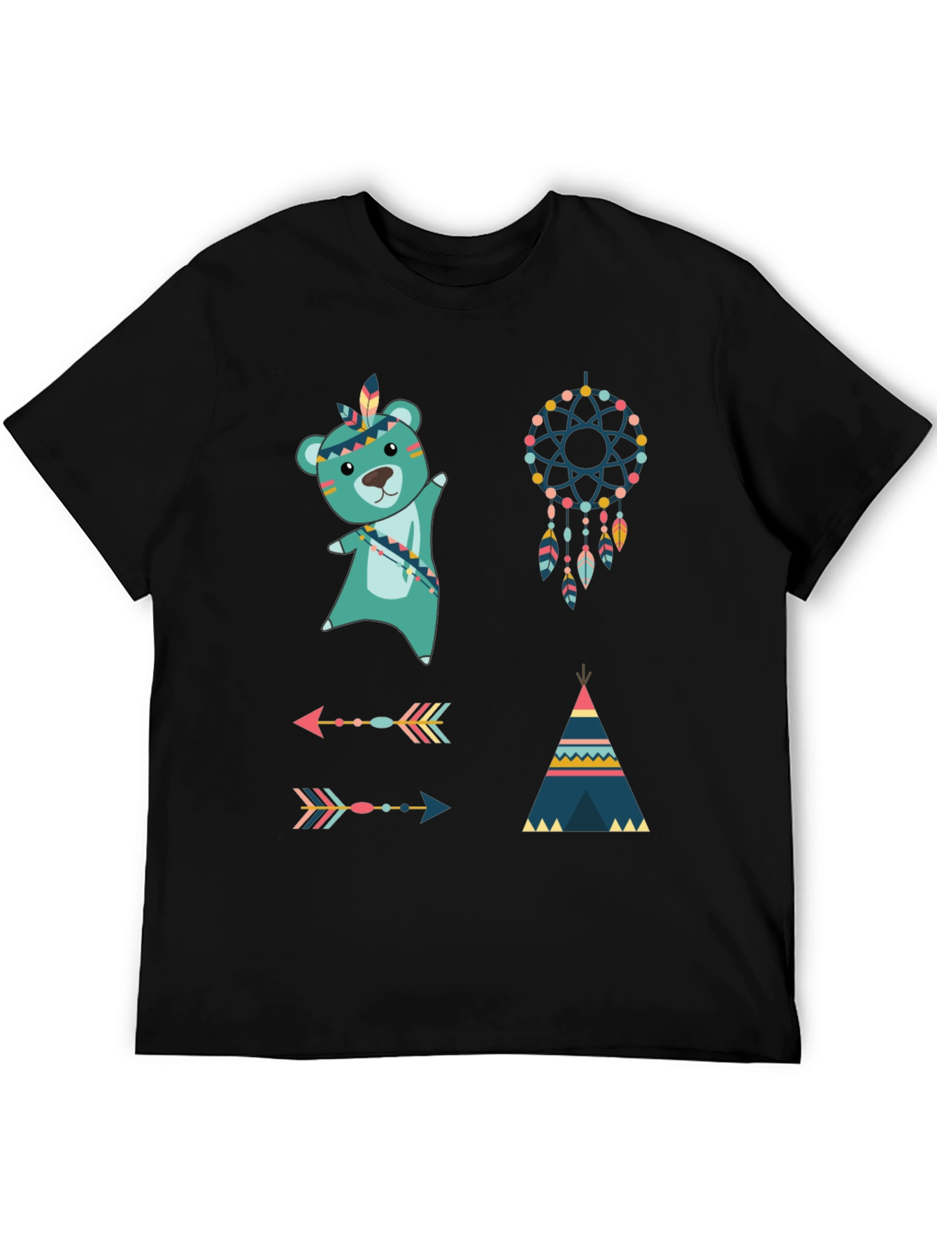 Native American T-Shirt: Bear Dreamcatcher Arrows Tee