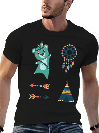 Native American T-Shirt: Bear Dreamcatcher Arrows Tee