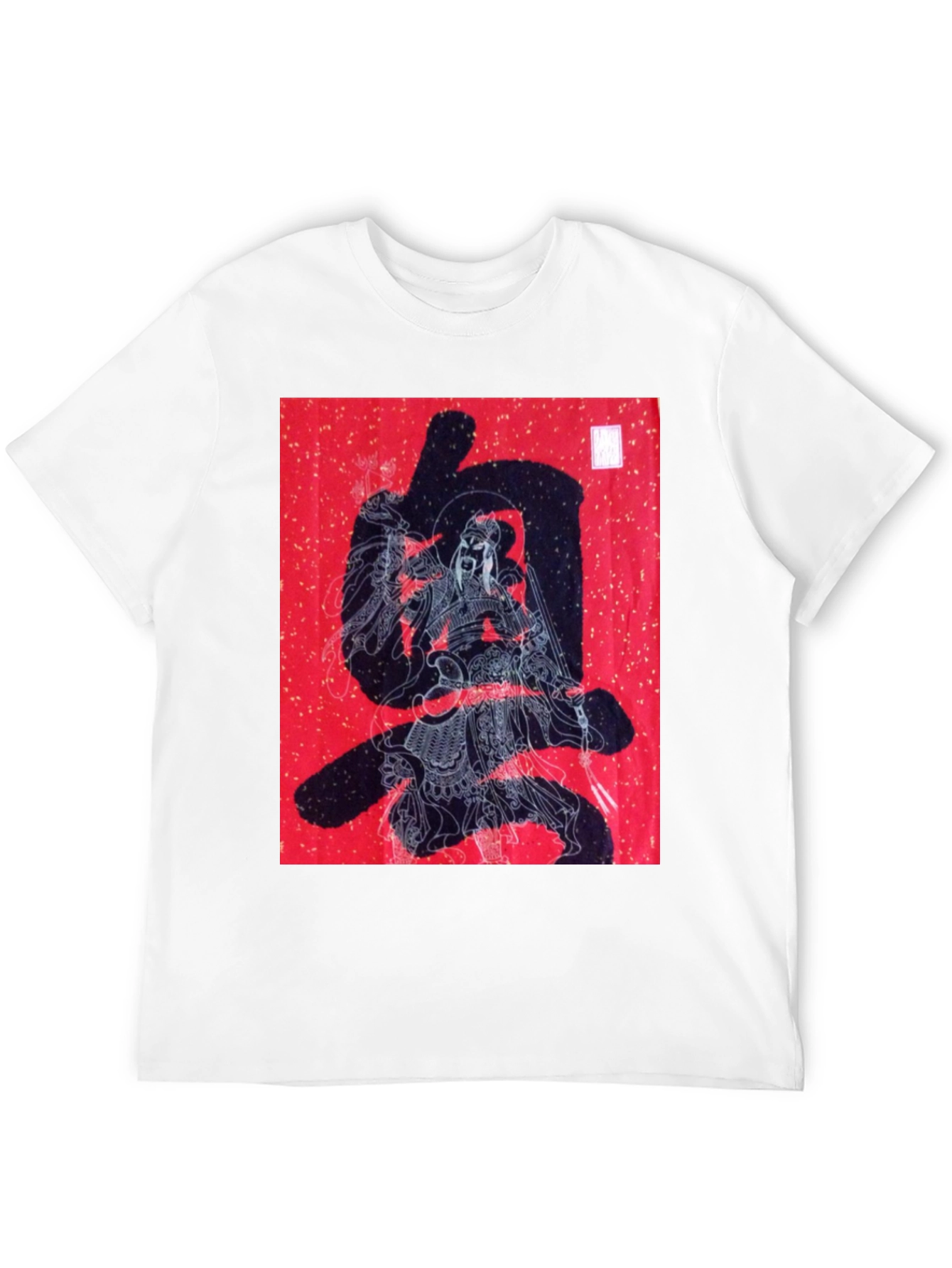 Graphic Tee: Samurai Warrior on Red Print