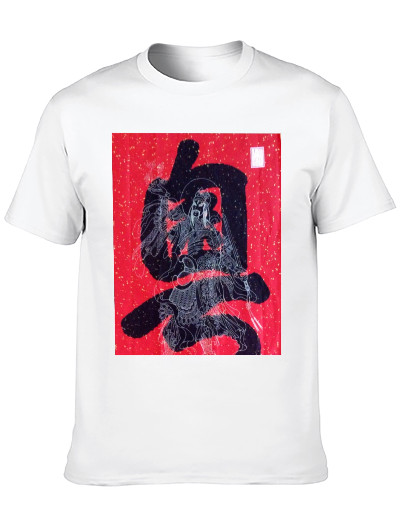 Graphic Tee: Samurai Warrior on Red Print