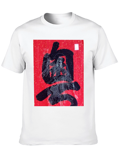 Graphic Tee: Samurai Warrior on Red Print