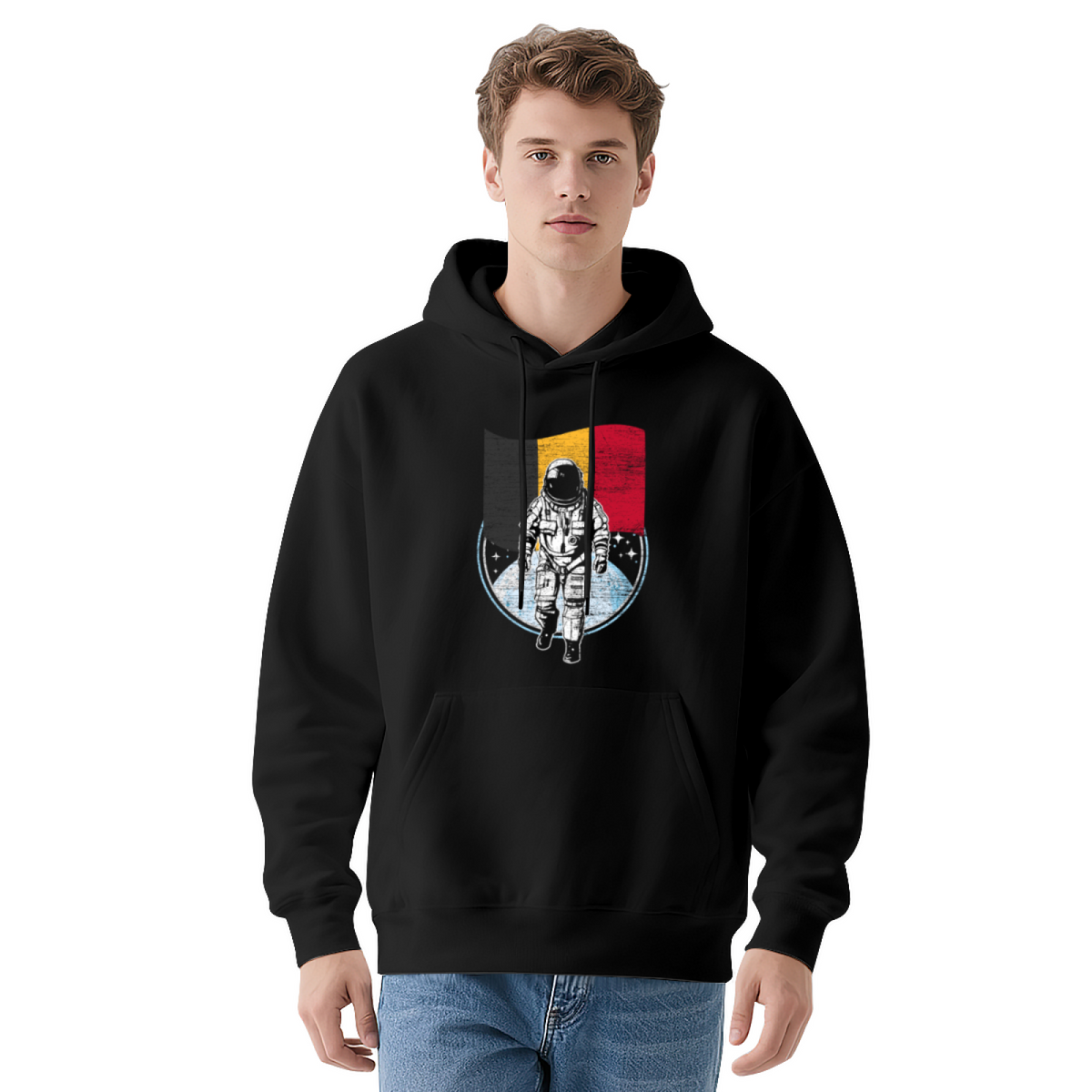 Unisex Graphic Hoodie - Distressed Illustration Astronaut