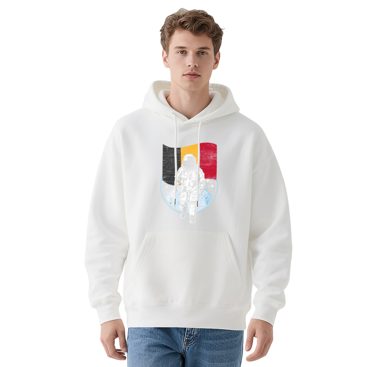 Unisex Graphic Hoodie - Distressed Illustration Astronaut