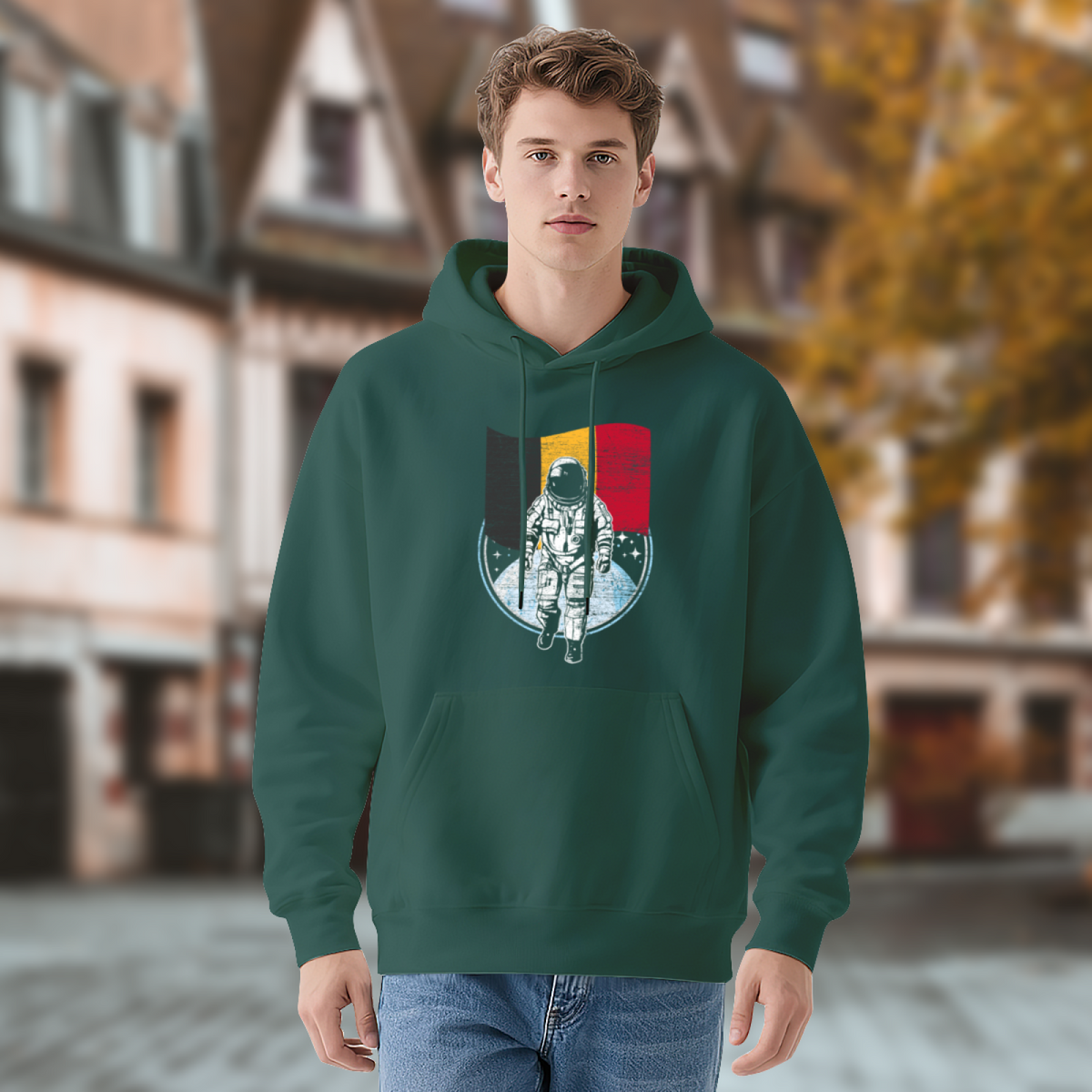 Unisex Graphic Hoodie - Distressed Illustration Astronaut