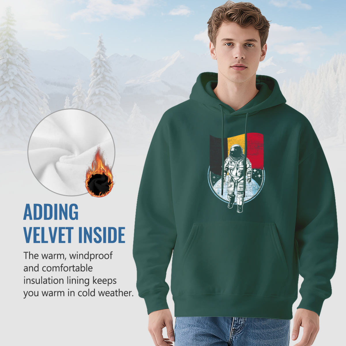 Unisex Graphic Hoodie - Distressed Illustration Astronaut