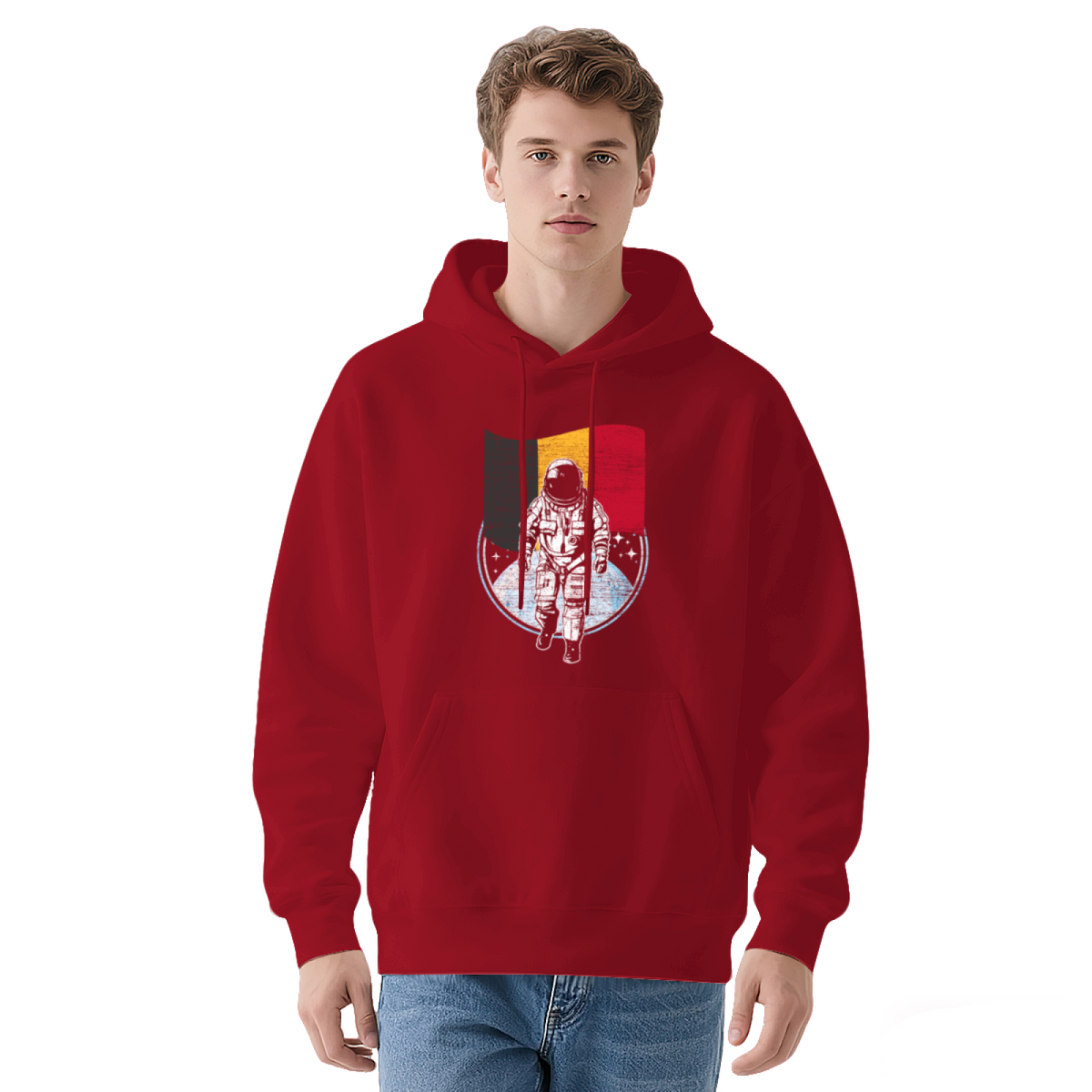 Unisex Graphic Hoodie - Distressed Illustration Astronaut