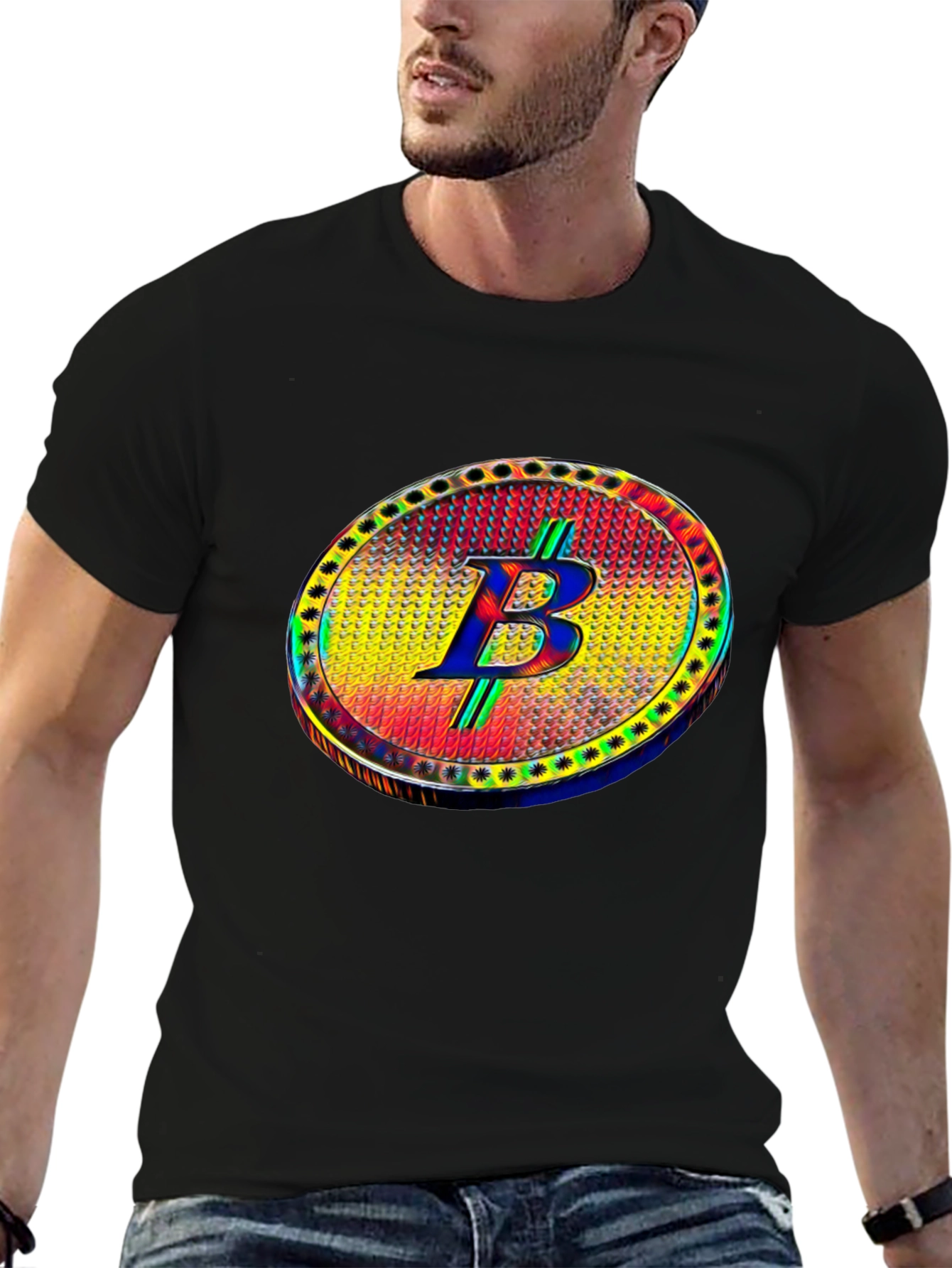 Bitcoin B T-Shirt Crypto Cryptocurrency Black Tee