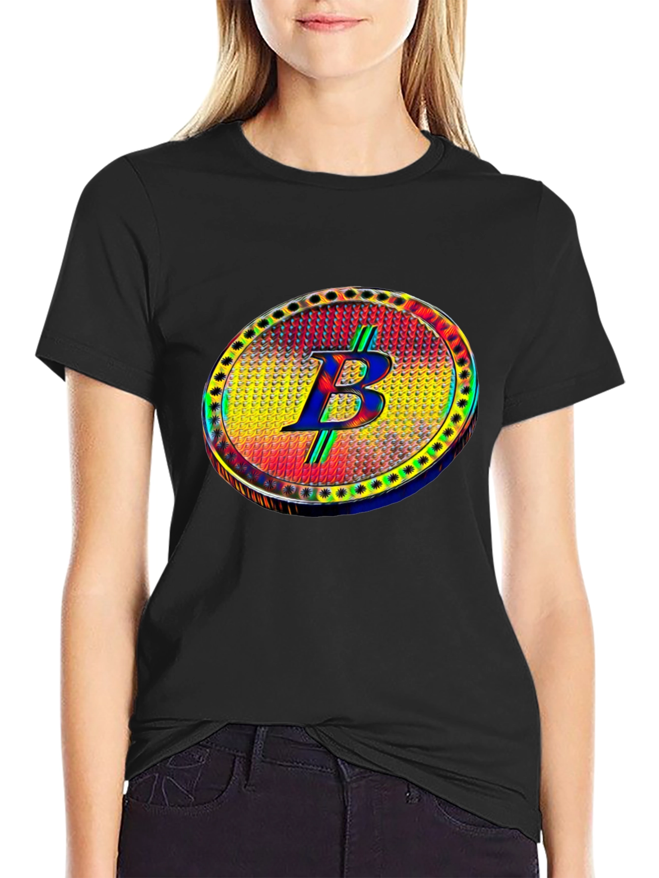 Bitcoin B T-Shirt Crypto Cryptocurrency Black Tee