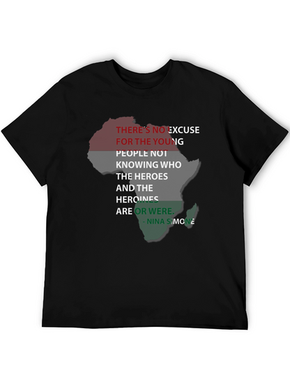 Black T-Shirt Nina Simone Quote Pan-African Flag Africa Shape
