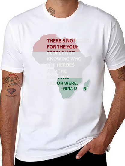 Black T-Shirt Nina Simone Quote Pan-African Flag Africa Shape