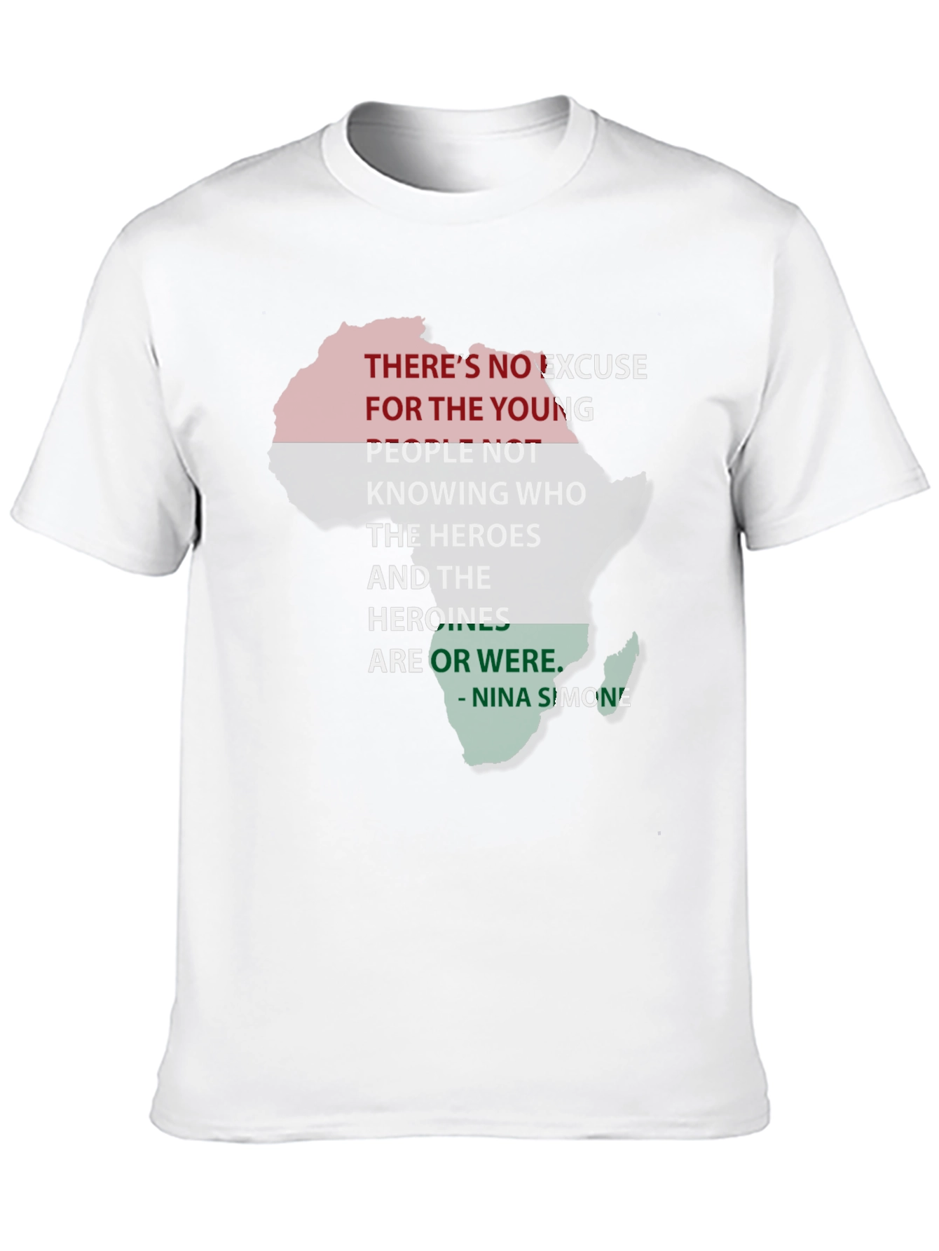 Black T-Shirt Nina Simone Quote Pan-African Flag Africa Shape