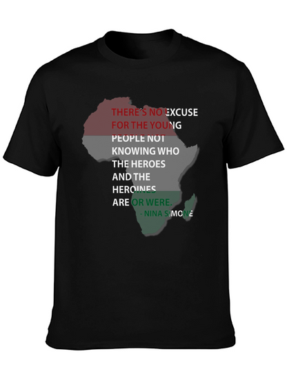 Black T-Shirt Nina Simone Quote Pan-African Flag Africa Shape