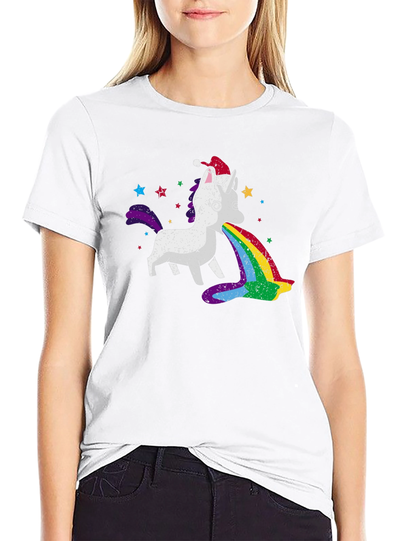 Unicorn Rainbow Puke Christmas T-Shirt