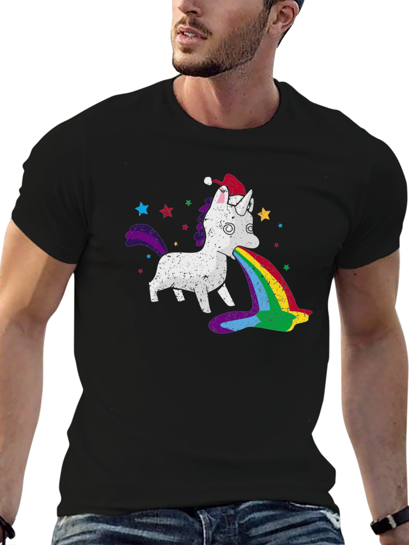 Unicorn Rainbow Puke Christmas T-Shirt