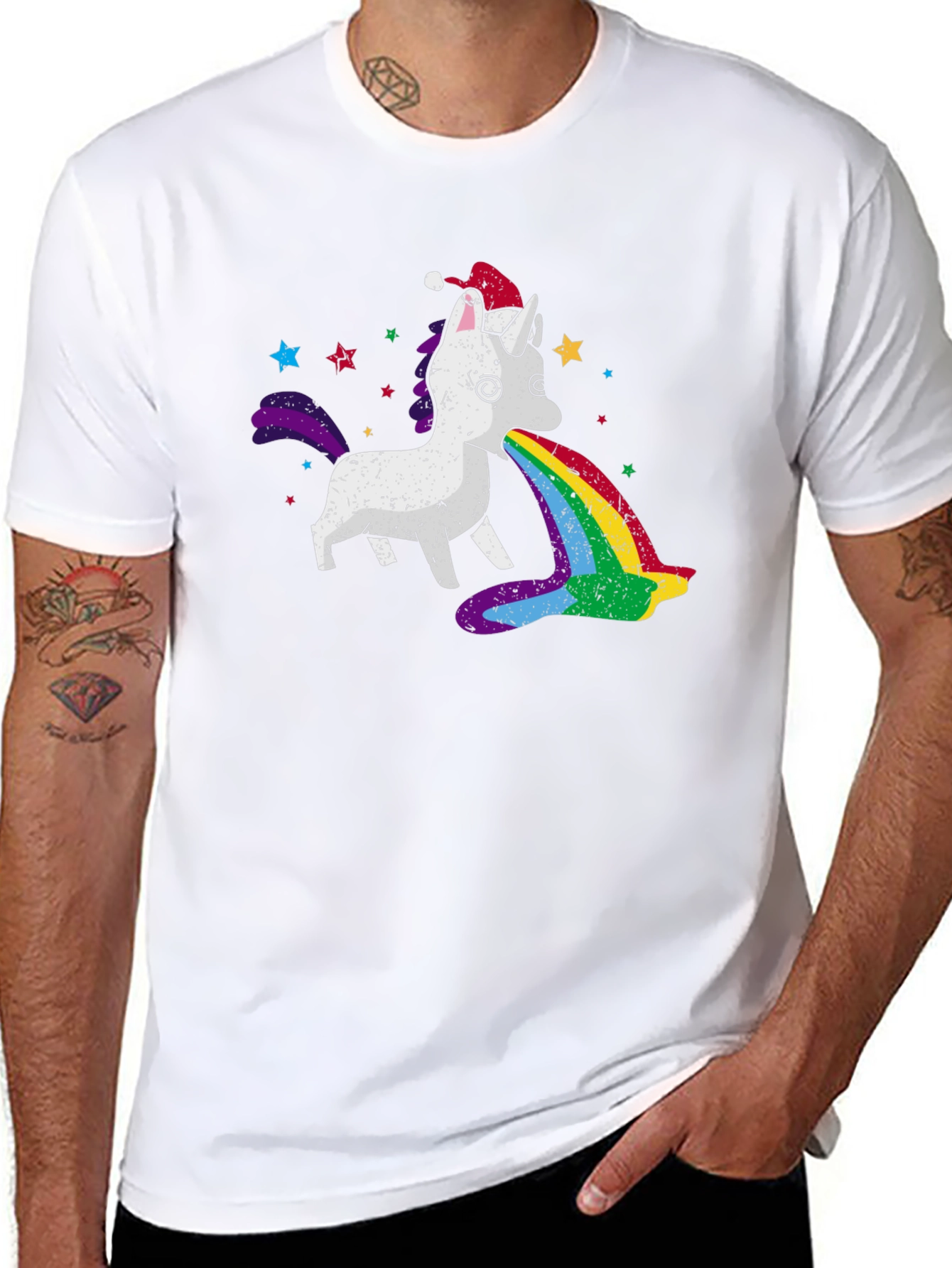 Unicorn Rainbow Puke Christmas T-Shirt