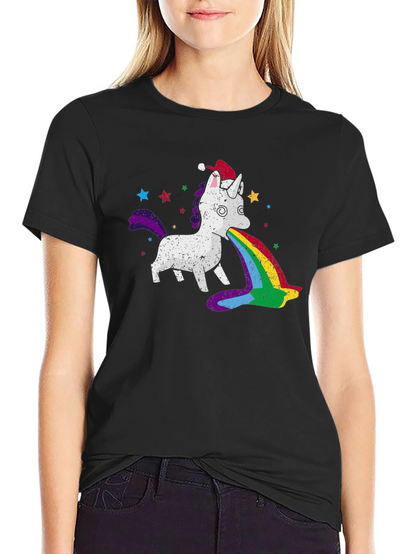 Unicorn Rainbow Puke Christmas T-Shirt